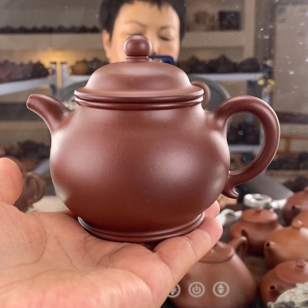 紫砂茶壶红皮龙高潘200cc左右全手工