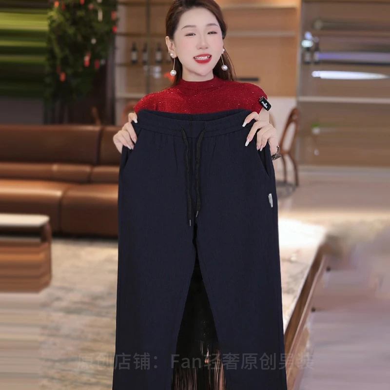 2025夏季冰丝男士休闲裤轻薄透气弹力舒适树皮皱皱裤百搭清爽男款