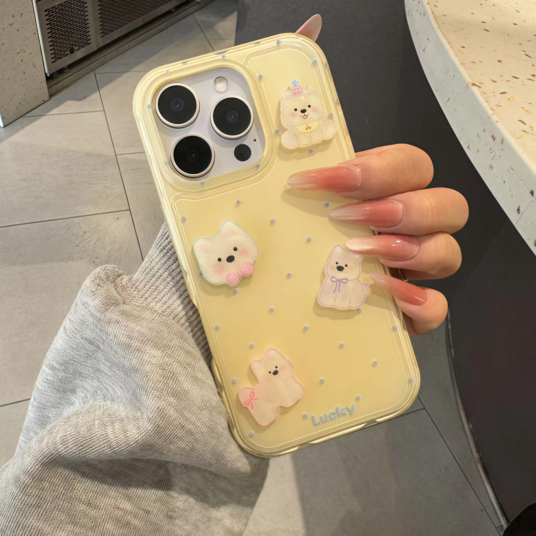 新款果冻波点西高地适用苹果16手机壳iPhone15promax趣味14/13/12