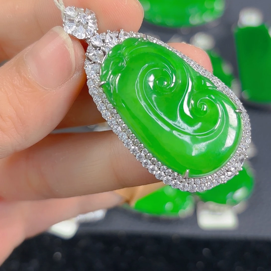 翡翠银S925镶嵌吊坠(不含链)