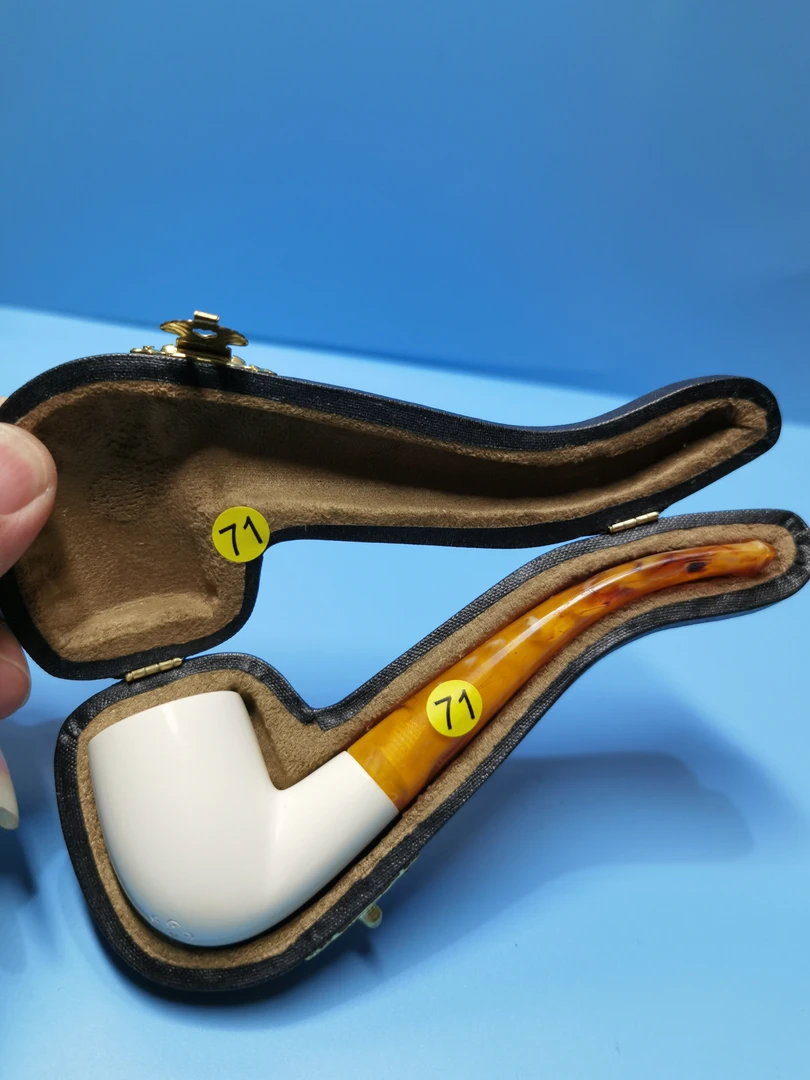 71号进口的土耳其海泡石原石纯手工雕刻烟斗