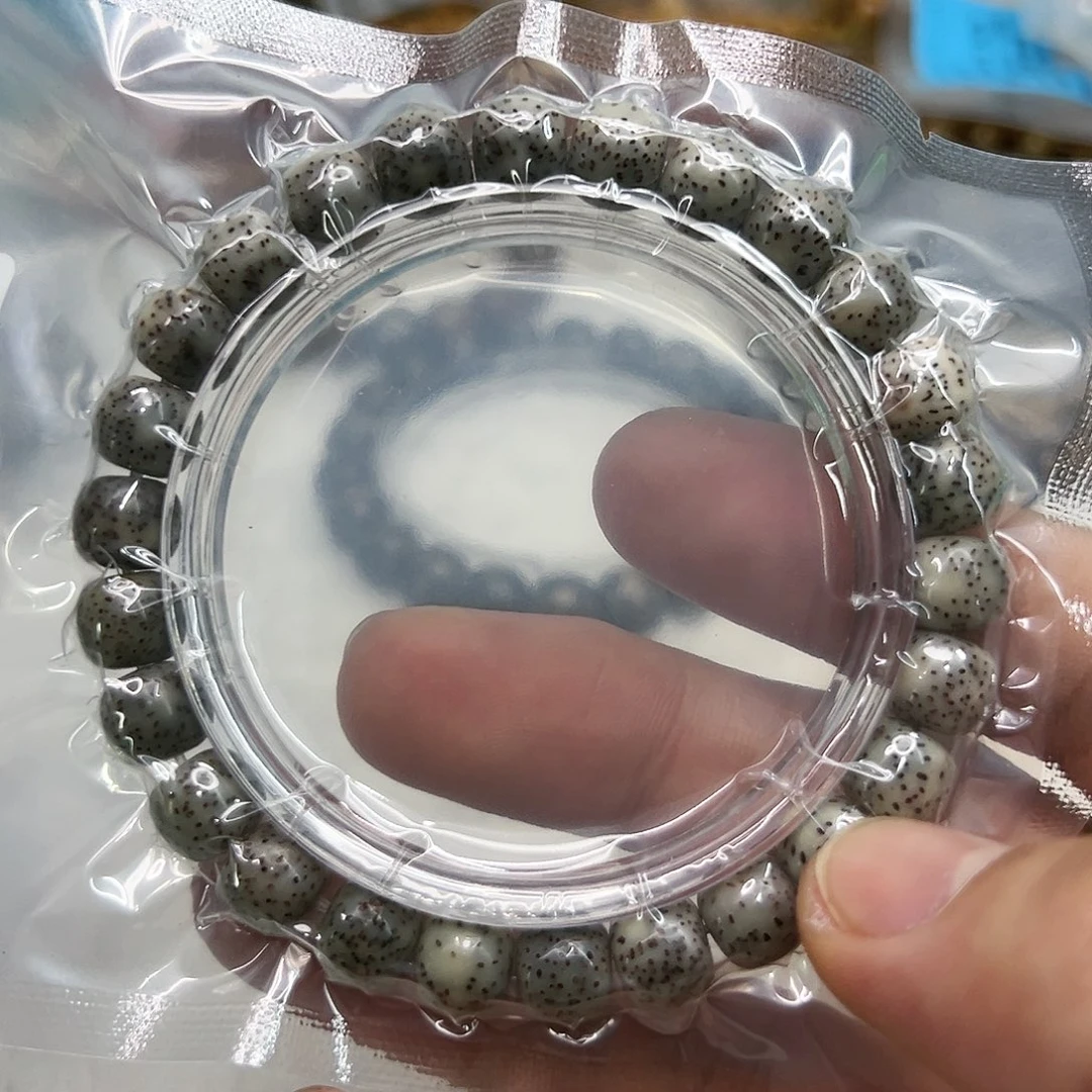 星月菩提手串21王者糯冰奶奶灰石玉星月菩提单圈98