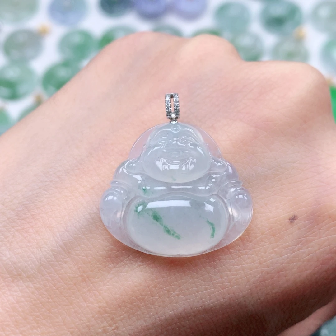 翡翠吊坠(不含链)18K金镶嵌