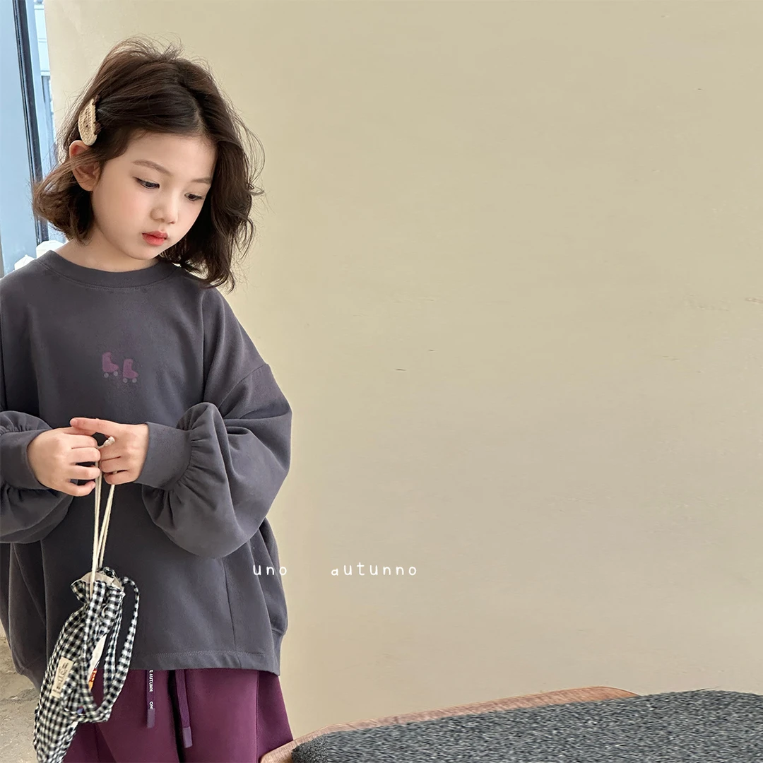 「UNO AUTUNNO」【溜冰girl】云朵绒女中大童卡通印花圆领T恤GQ258