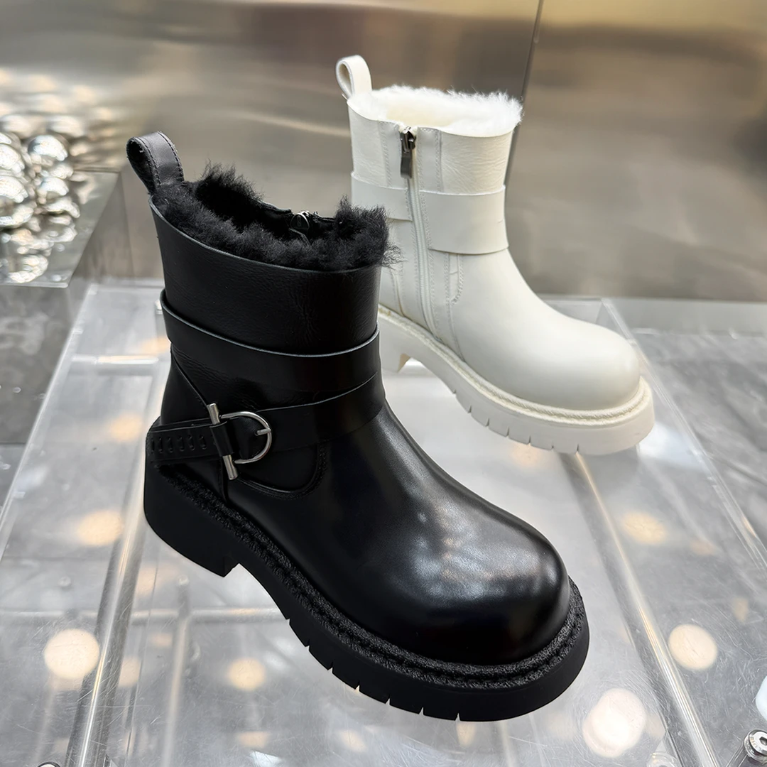 2025冬季新款厚底原皮原毛雪地靴羊皮毛一体保暖抗寒大棉鞋9396-2