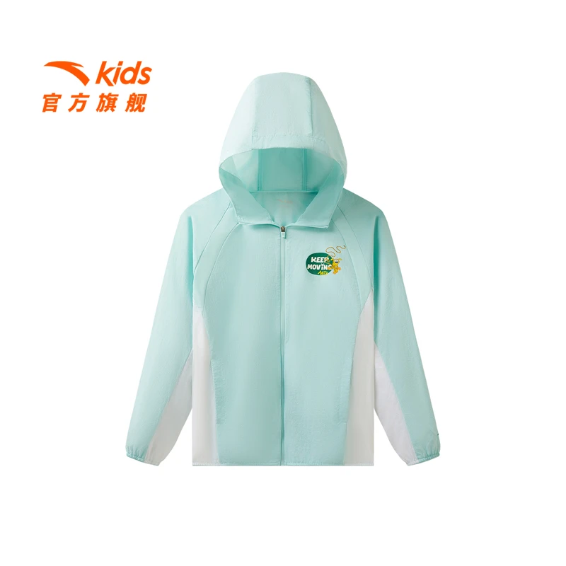 安踏儿童运动上衣2025夏季新款透气连帽防晒衣薄外套/352528610