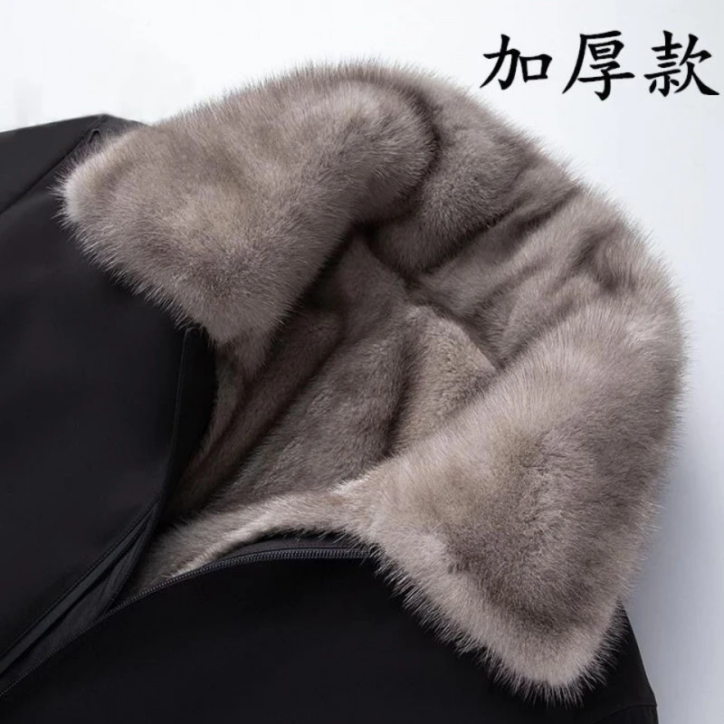 Y104尼克服男貂皮大衣整貂外套派克服中老年保暖短款加厚皮毛