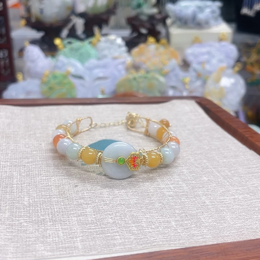 翡翠未镶嵌颈饰平安扣手牌