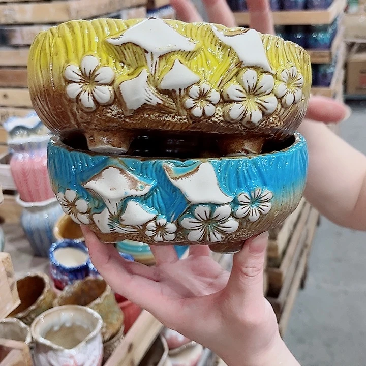 有孔.凑单10元陶瓷花盆发货！