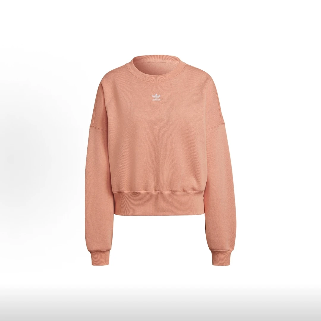 adidas originals 休闲运动宽松长袖短款圆领卫衣 女款H06659