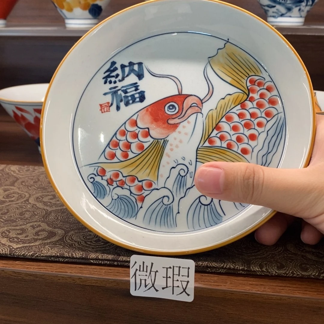 釉下彩老陶泥手工绘制
