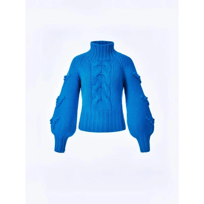 2025年秋冬新品 如茵绿立体变针高领泡泡袖毛衣女