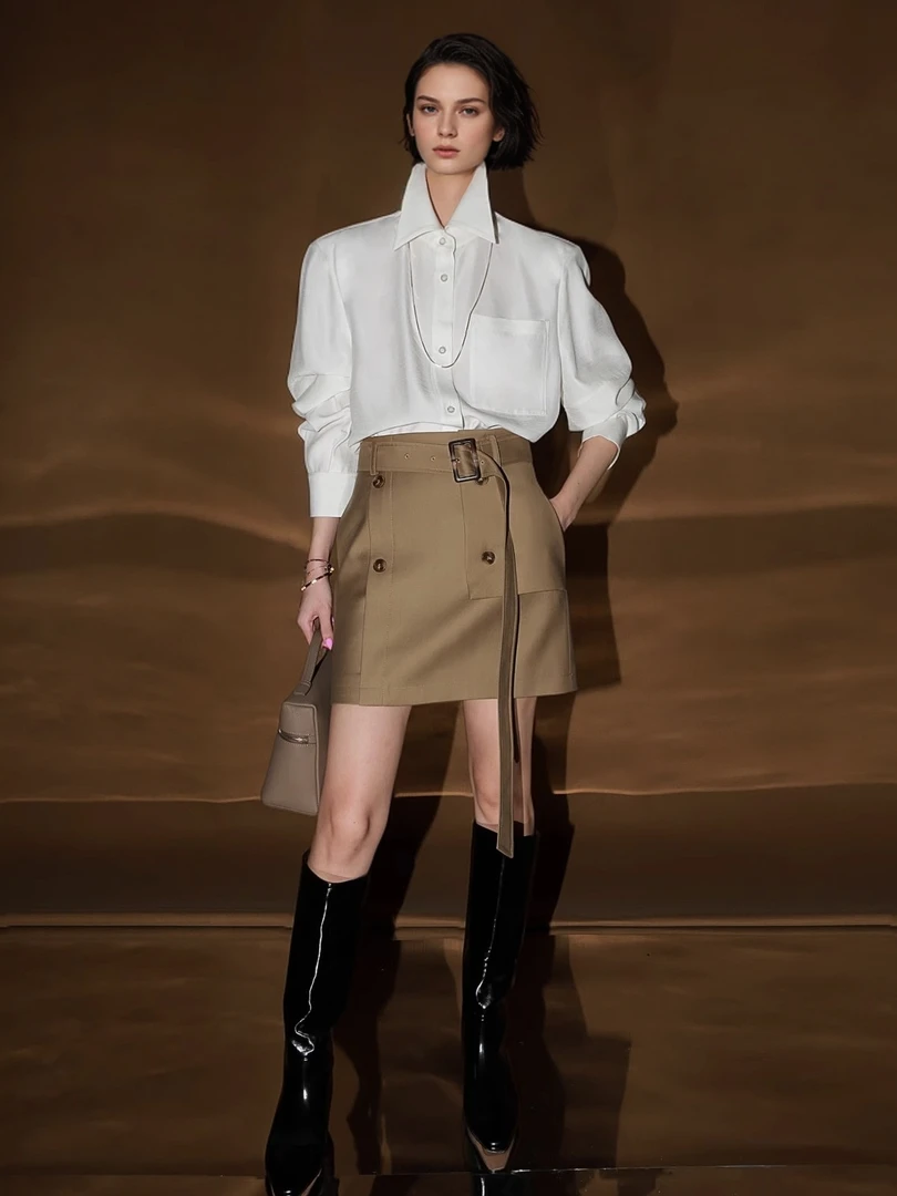 ZON-英伦感秀场腰带设计包臀半身裙女百搭短裙性感PI24Q254