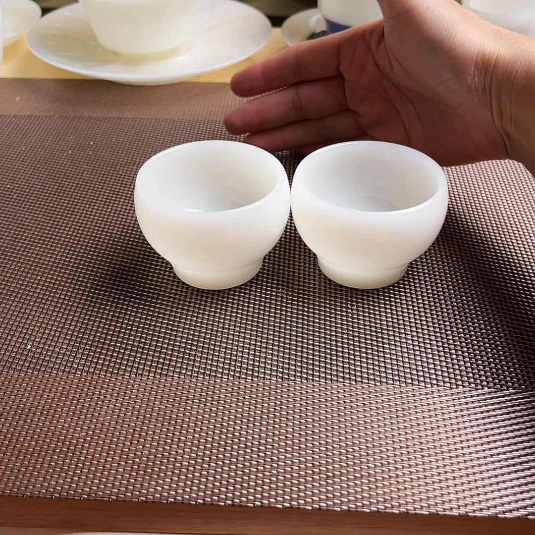 瓷片高档精品皙白玉瓷客杯55cc2个