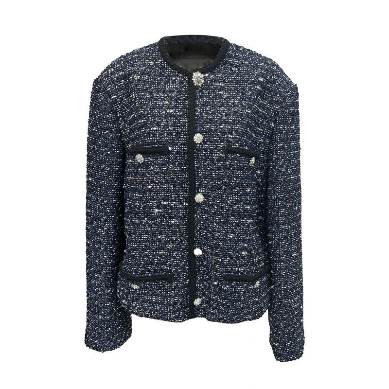 CAOXI/㯥囍2024冬季新款国风中式精致小香风圆领设计休闲外套孤品