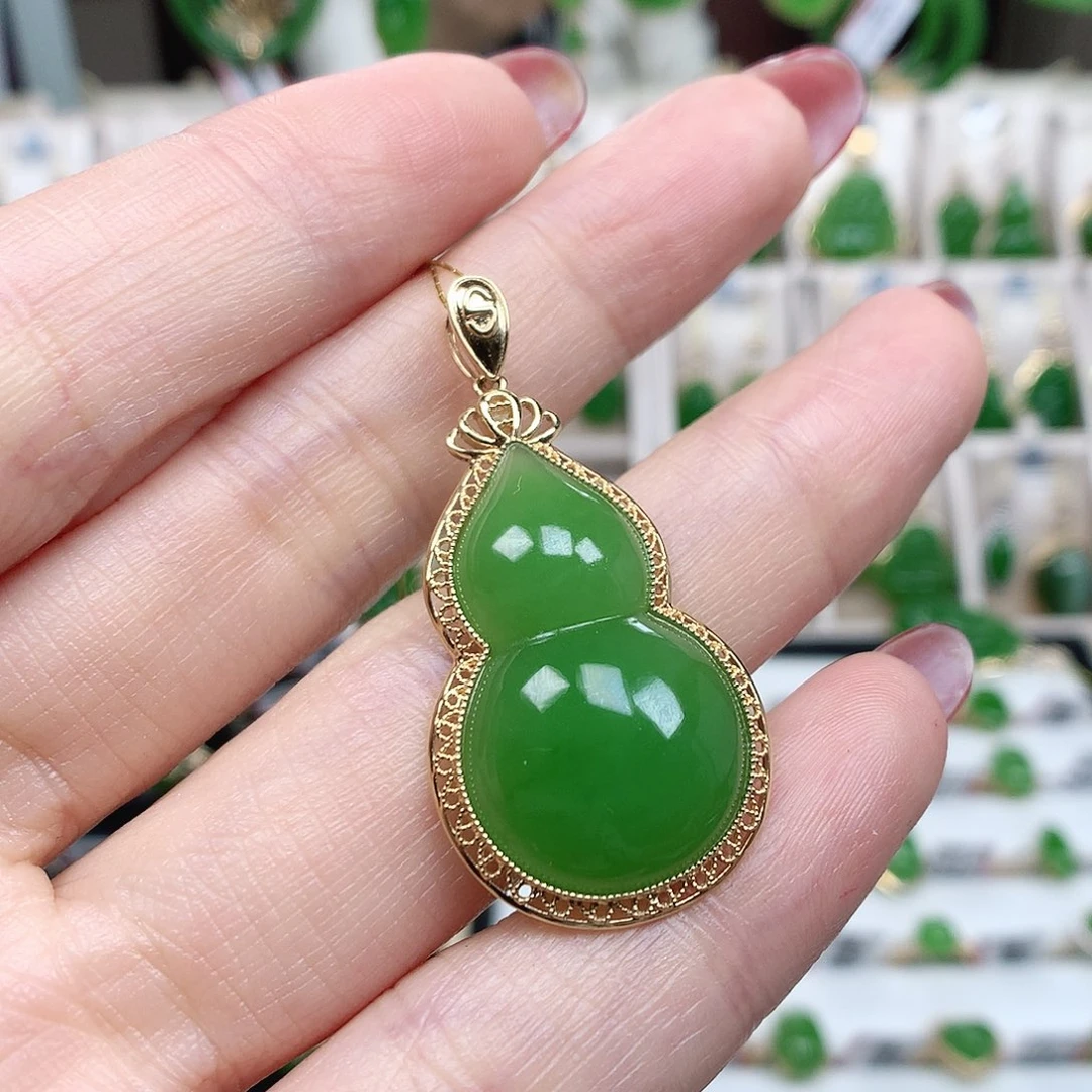 和田玉（碧玉）18K金镶嵌颈饰26