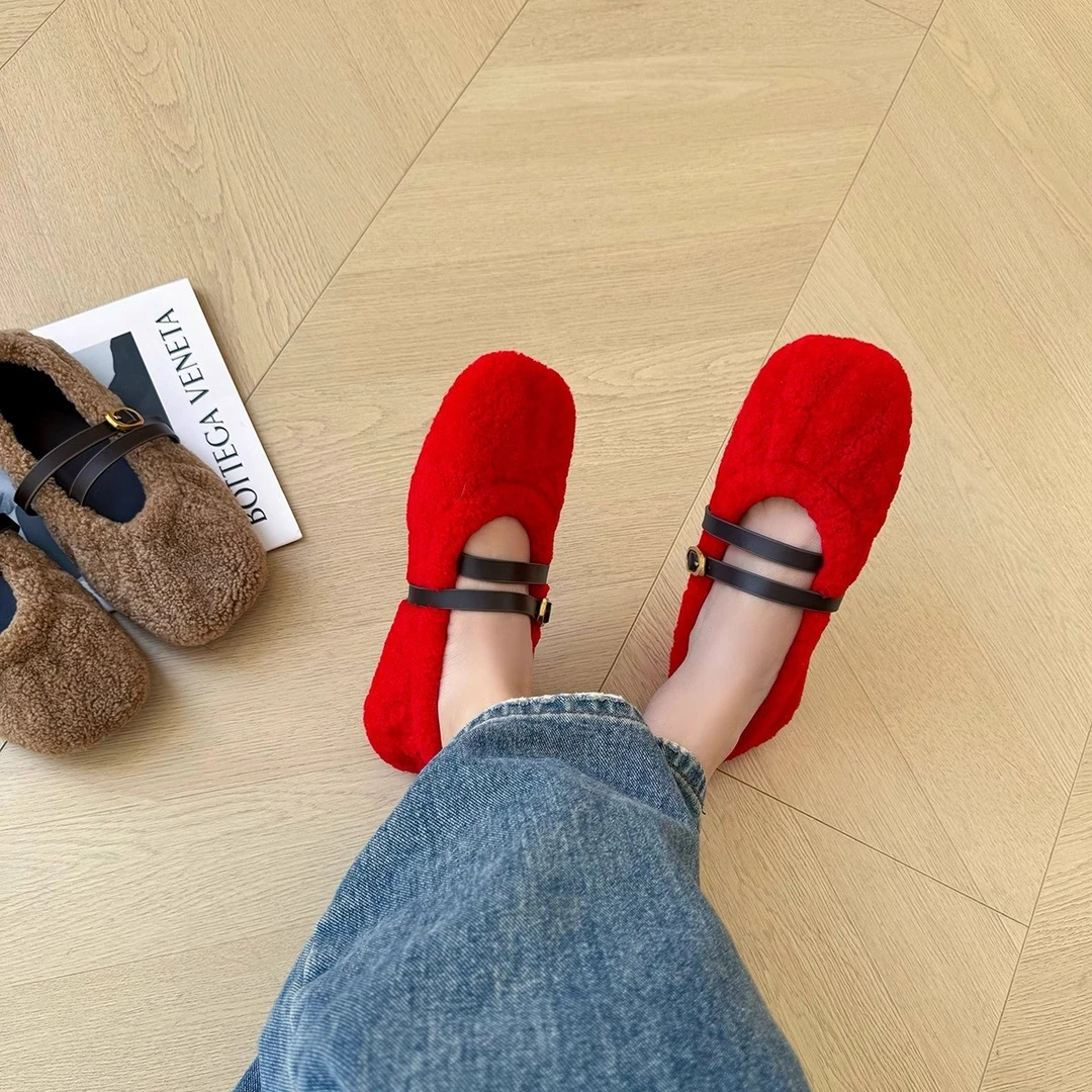【招财色】芭蕾舞玛丽珍毛毛鞋
