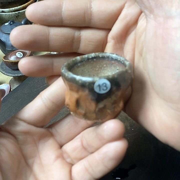 杯手工粗陶、柴烧茶器