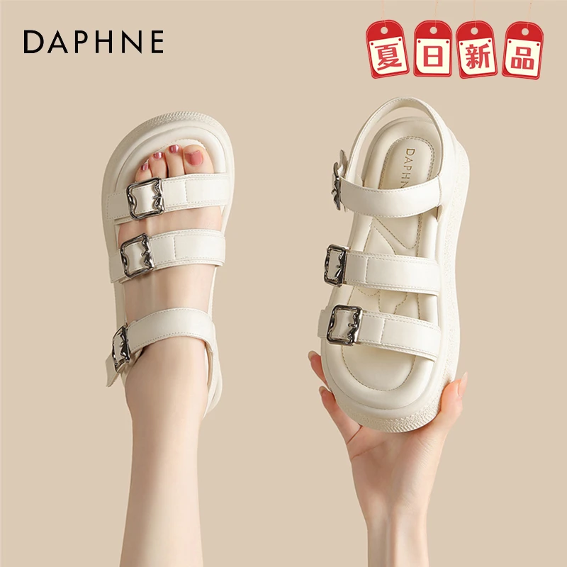 达芙妮厚底凉鞋女款2025新款夏季外穿凉拖百搭舒适沙滩鞋增高女鞋