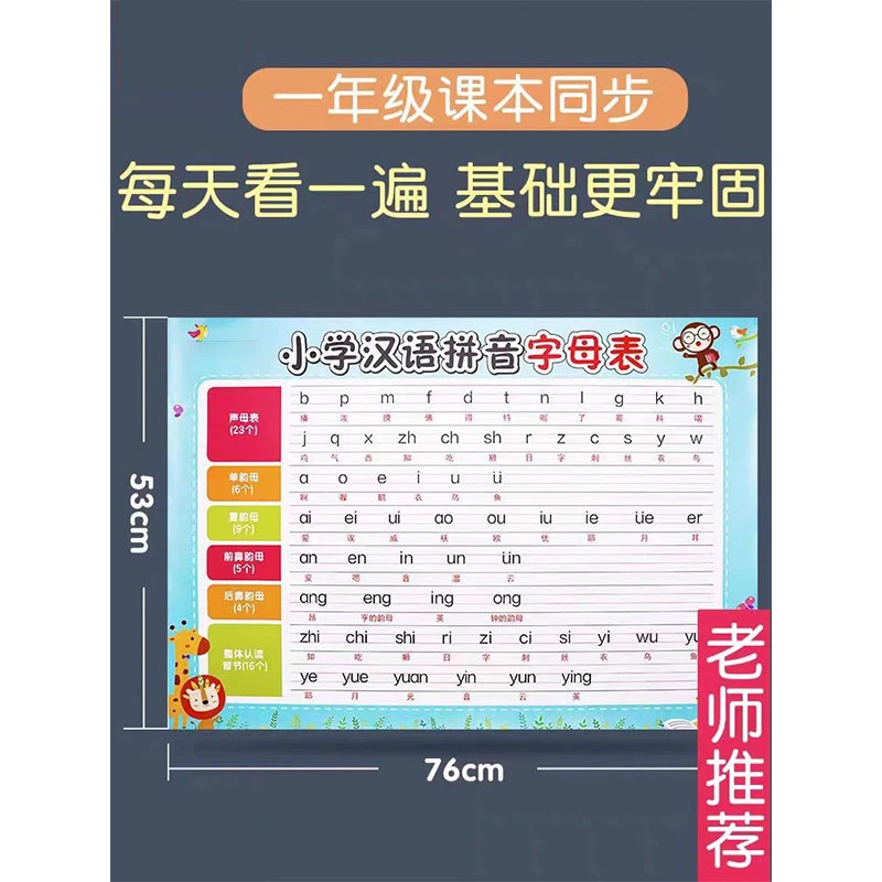 2张小学汉语拼音字母表墙贴加减乘除口诀表墙贴