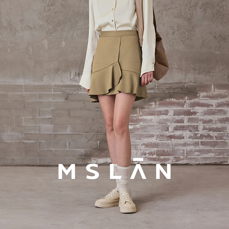 【阑珊琦梦】MSLAN春季A字不规则鱼尾轻奢高级感百搭短裙 MFAM8101