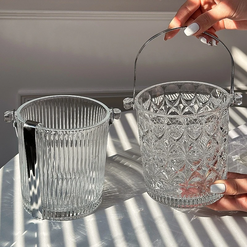 高级感加厚玻璃手提冰桶啤酒香槟桶户外露营饮料网红水果茶冰块桶