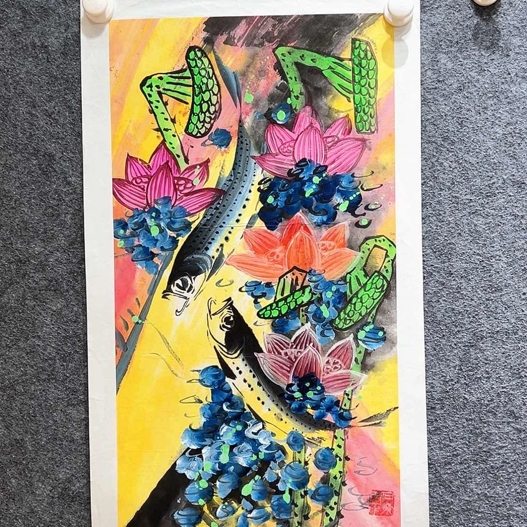国画纯手绘画心原创