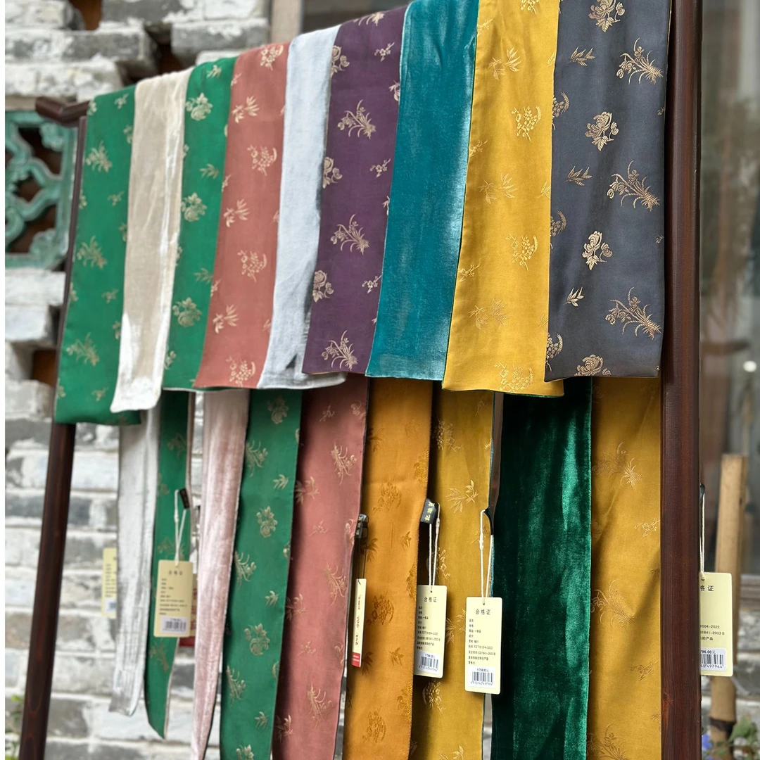 莨珠记/梅兰竹菊香云纱双拼围巾小丝巾围脖 送亲人送朋友礼物礼品