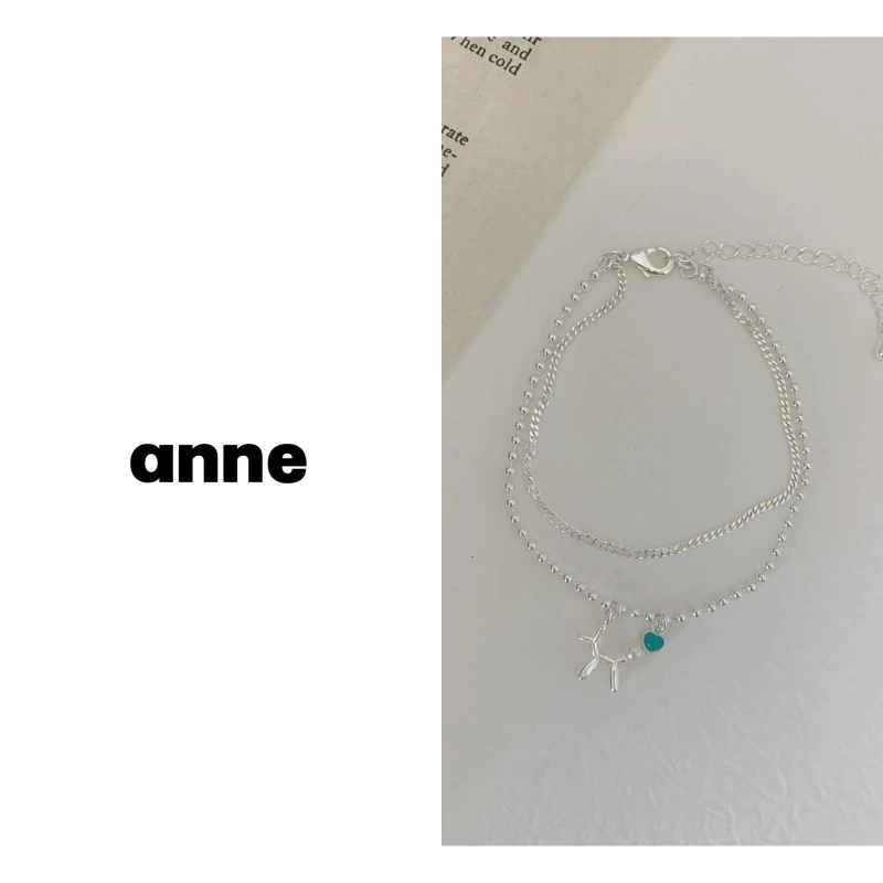 铜合金手链 【气球狗】韩国小众双层米珠气球狗爱心手链手链