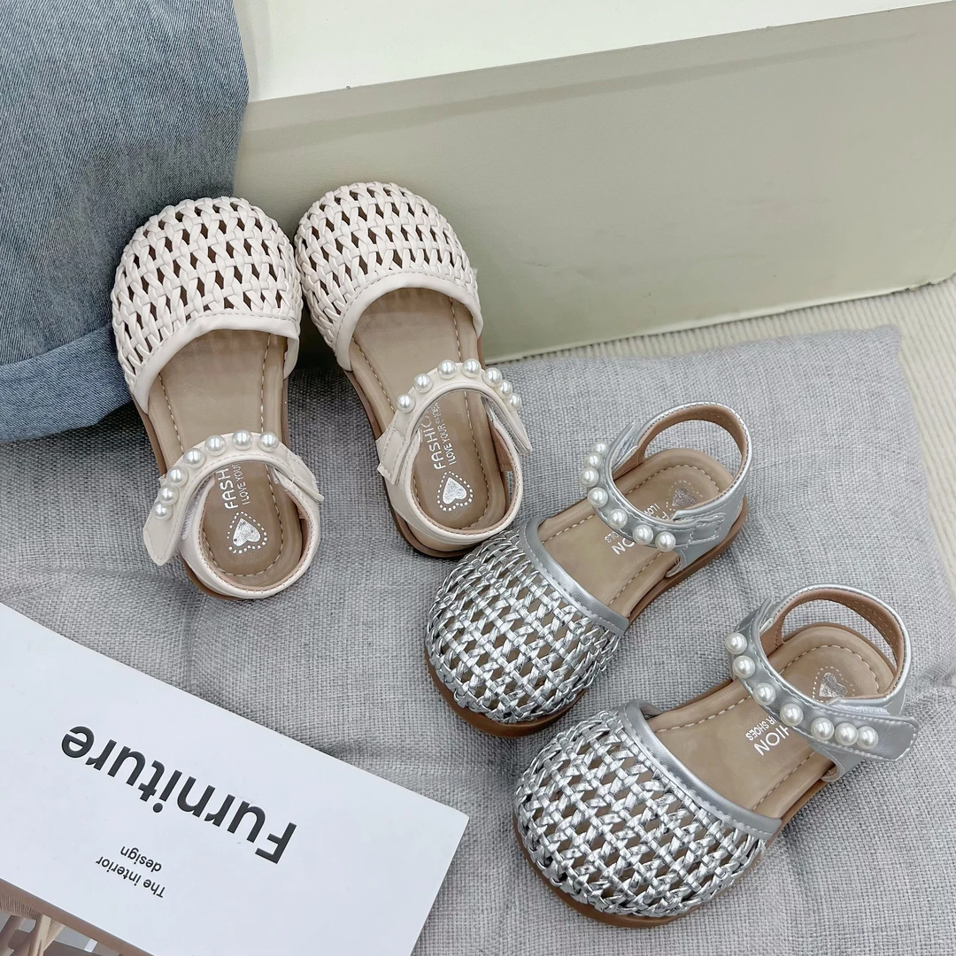 木西糖糖女童凉鞋儿童镂空编制公主鞋夏季新款女宝沙滩鞋子7268