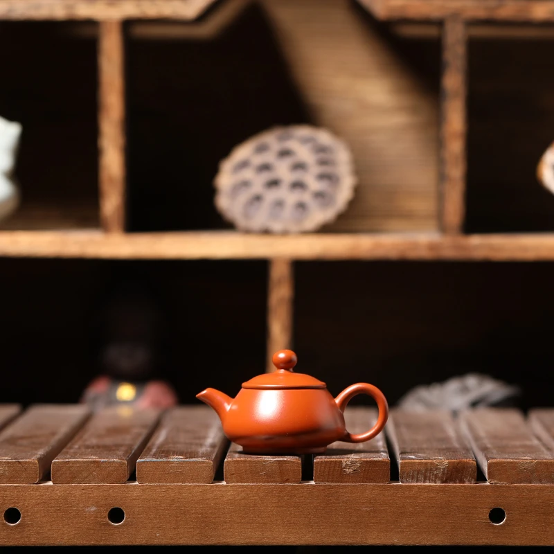潮州原矿朱泥小容量半手工紫砂壶冲罐郑楚锐一杯壶小潘壶40毫升