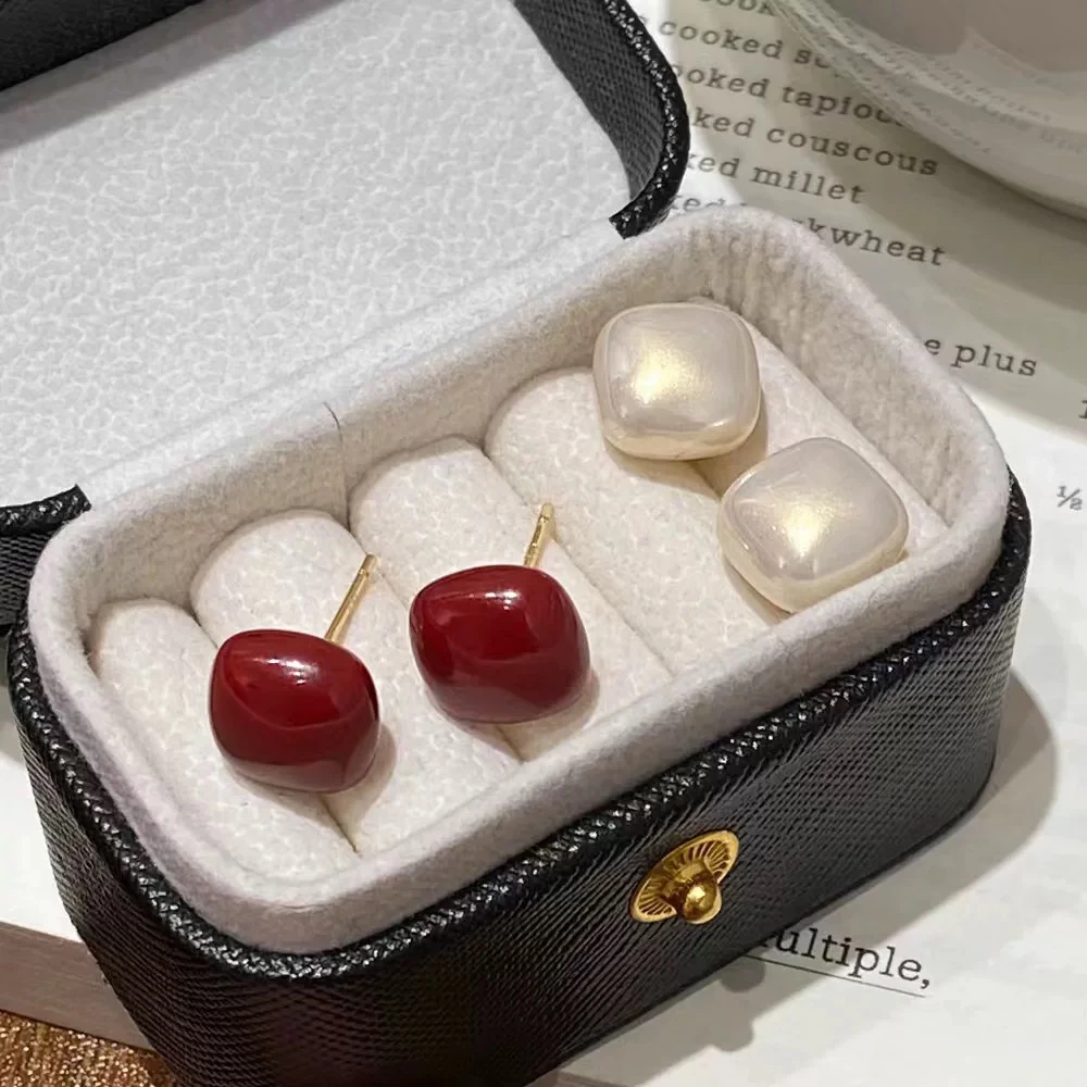 非金属仿珍珠耳饰 YISLON/小方糖珍珠耳环轻奢高级感气质方形耳饰