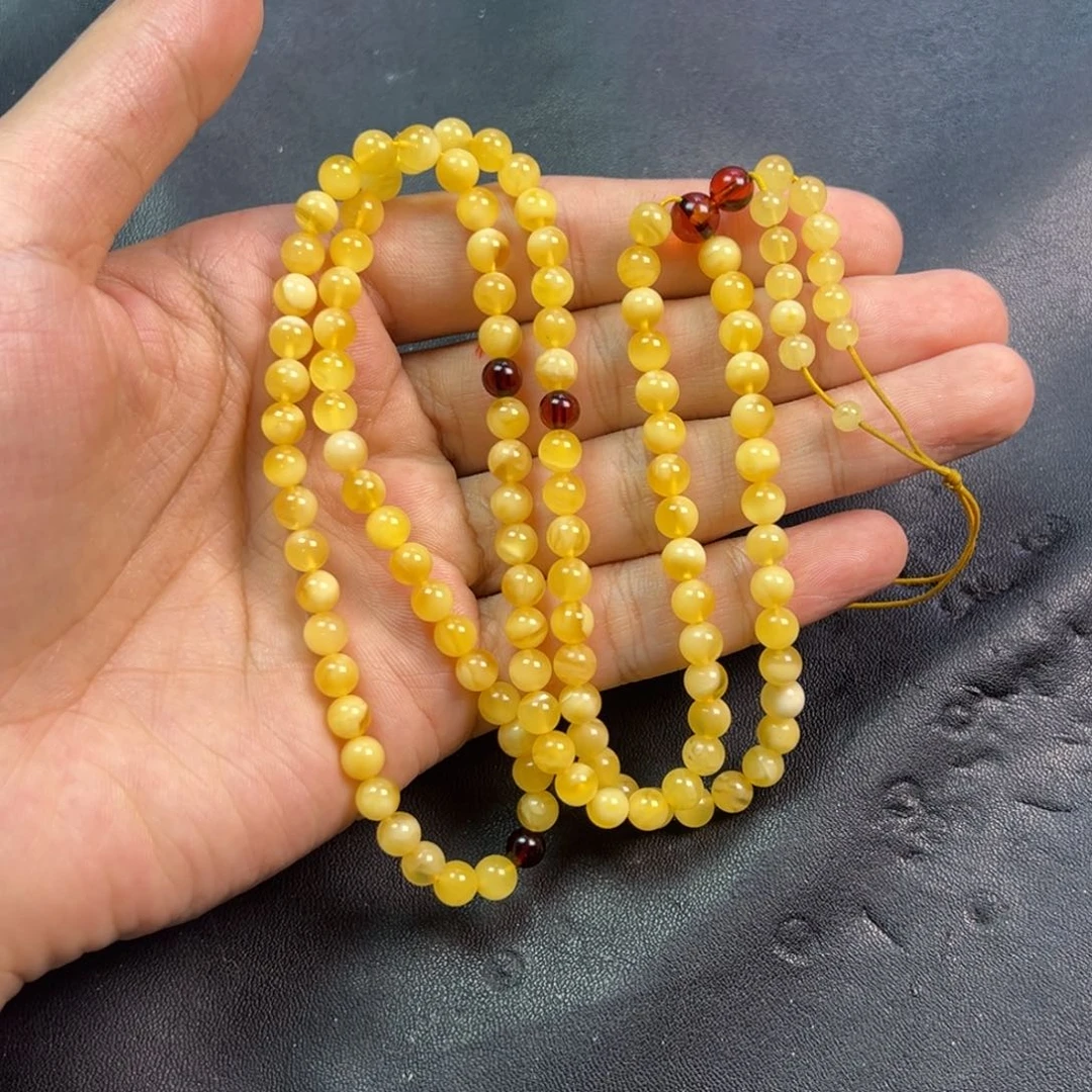 蜜蜡颈饰未镶嵌多样性高端老黄蜡蜜蜡108颗