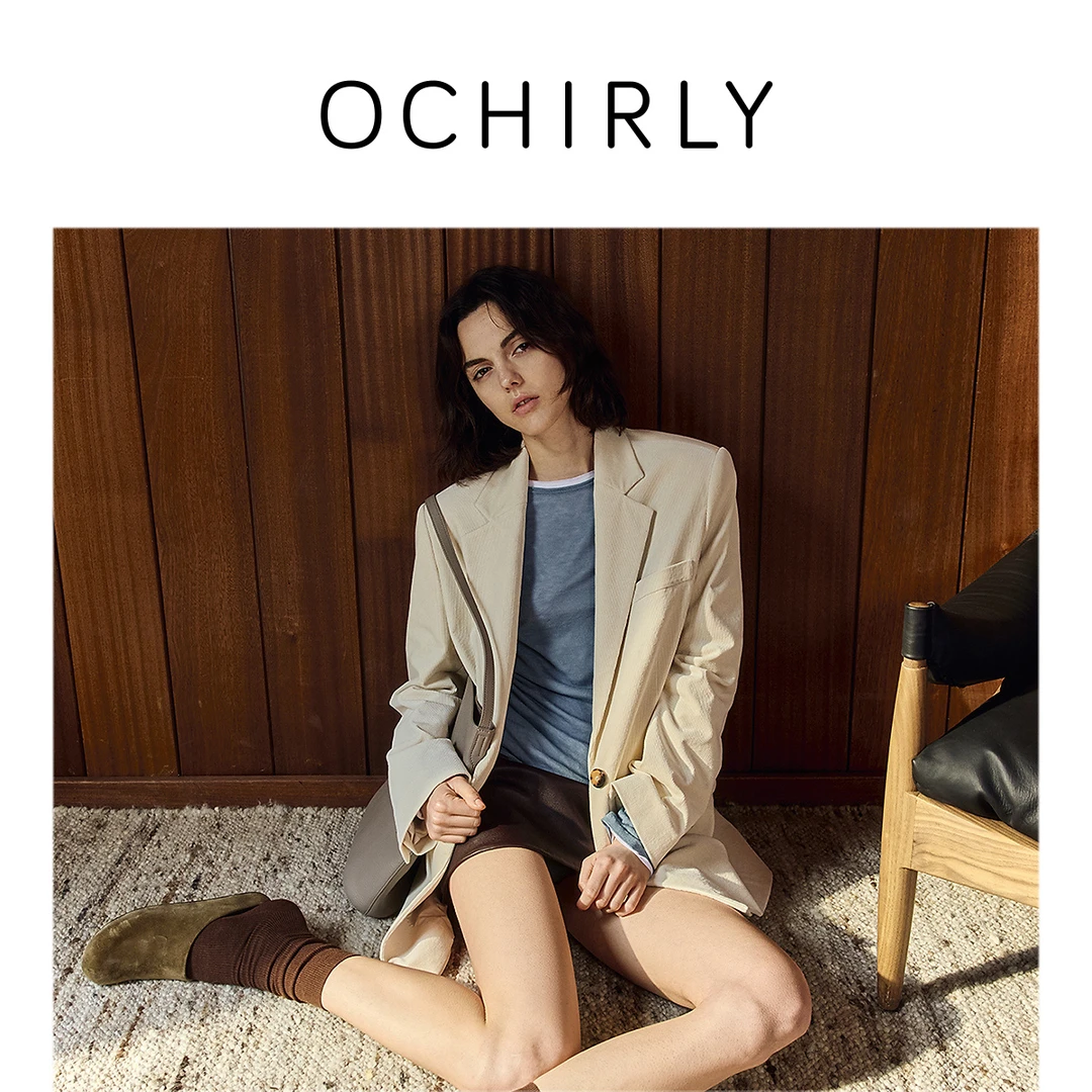 OCHIRLY欧时力 弹力灯芯绒西装外套女中长款高级感2024秋季新品