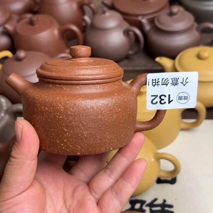 老***王茶壶紫砂红降坡半手工210cc左右瑕疵