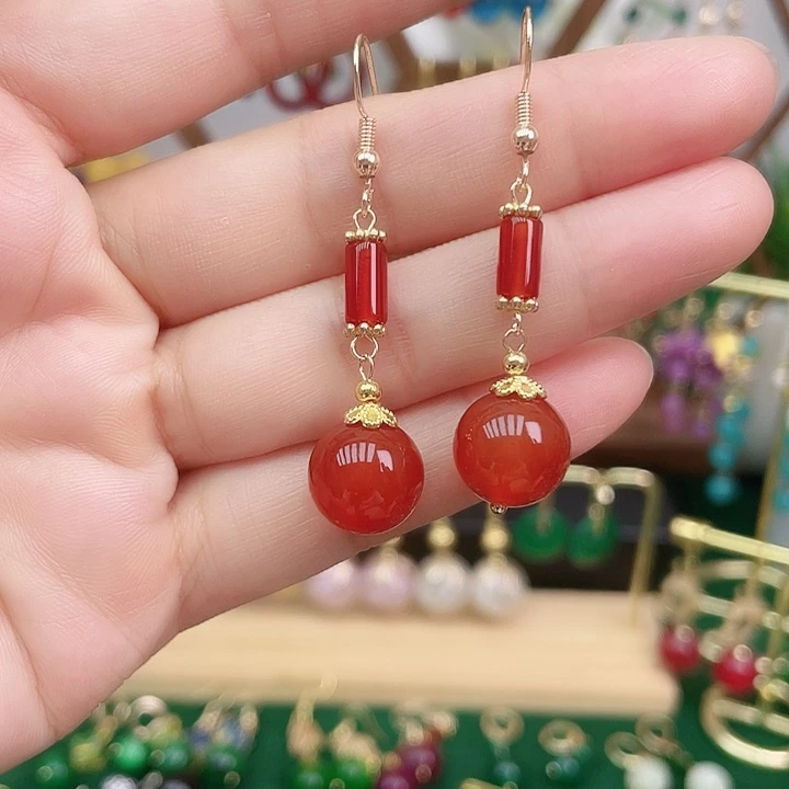 合金耳环玛瑙/玉髓