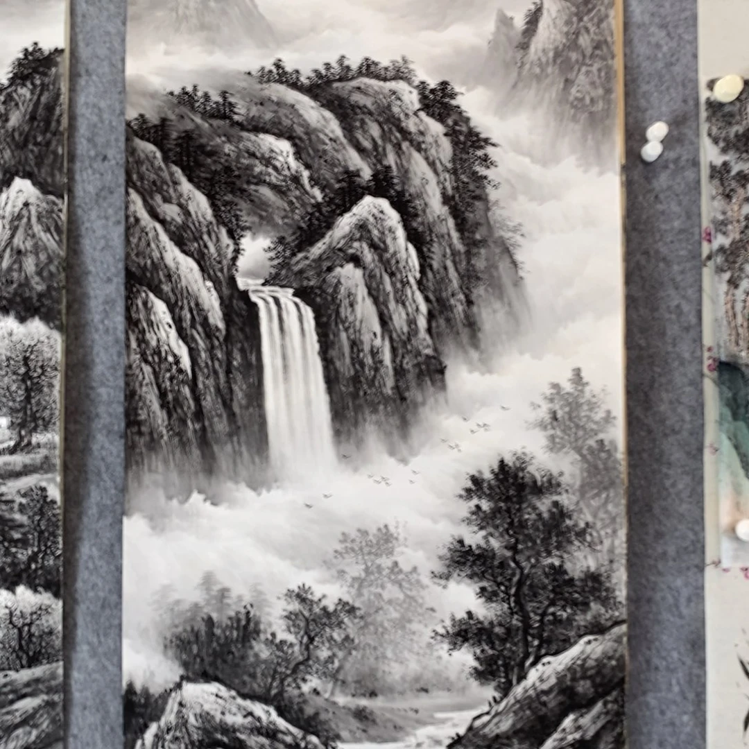 。***师国画水墨山水画作