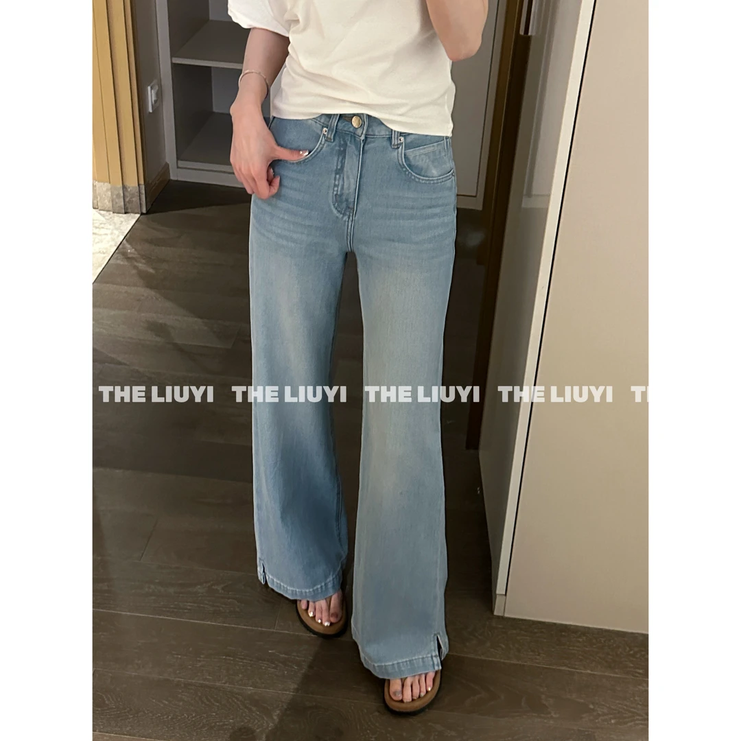 【LIUYI】原生腿精~夏季高腰四面弹窄版直筒牛仔裤55102