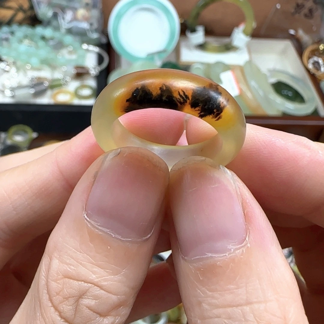 蛇纹石玉未镶嵌戒指18码