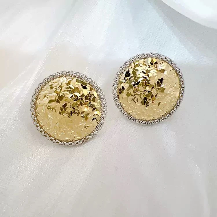 OUMU/欧慕18K金双色碎冰冰太阳花耳拍轻奢时尚气质精致16.5mm耳夹