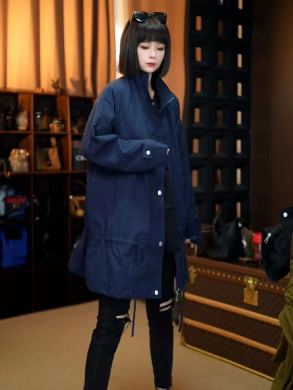 2025秋季新款欧韩休闲简约时尚下摆抽绳外套女5213