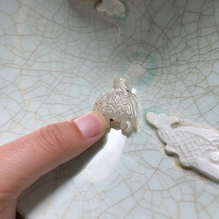 林***南瓷片双鱼青瓷开片大碗