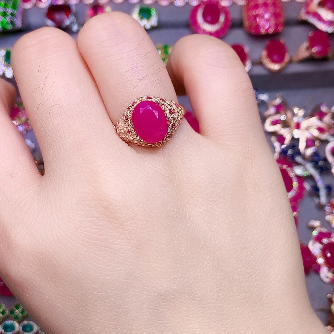 银S925镶嵌戒指红宝石