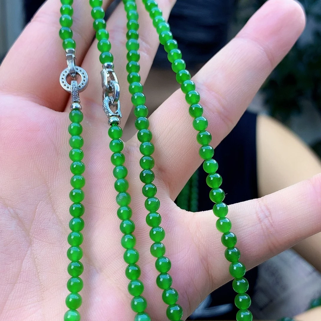 吊坠(不含链)银S925镶嵌和田玉（碧玉）项链