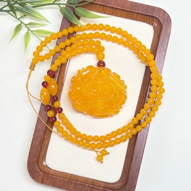 W108藏族精工打磨  牡丹花珠珠链卡6