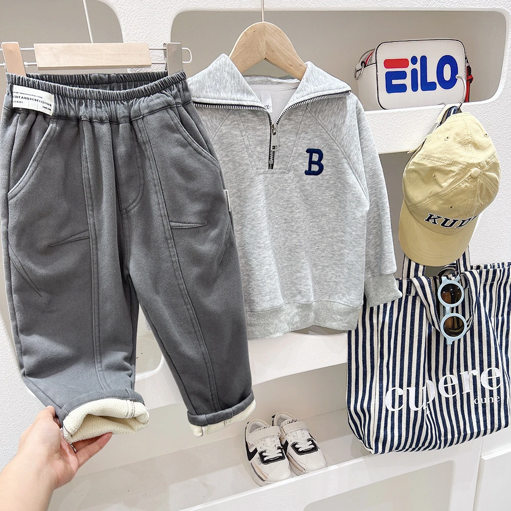 男童裤子秋冬款2025新款儿童男孩加厚休闲长裤大童冬季加绒长裤