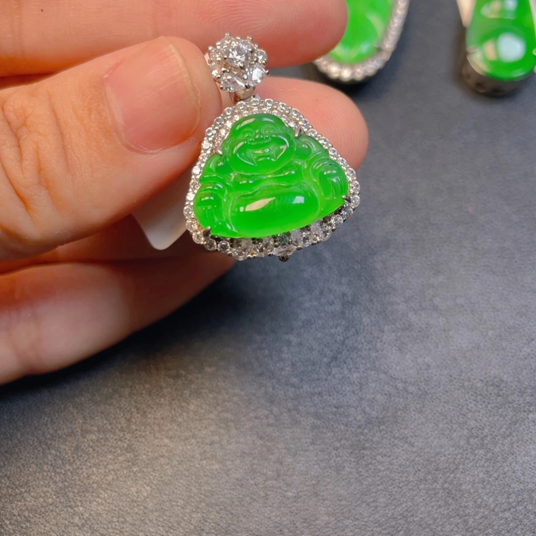 翡翠银S925镶嵌吊坠(不含链)