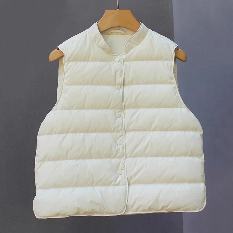 轻薄羽绒马甲女2025年秋冬新款立领无袖时尚保暖90白鸭绒背心马夹