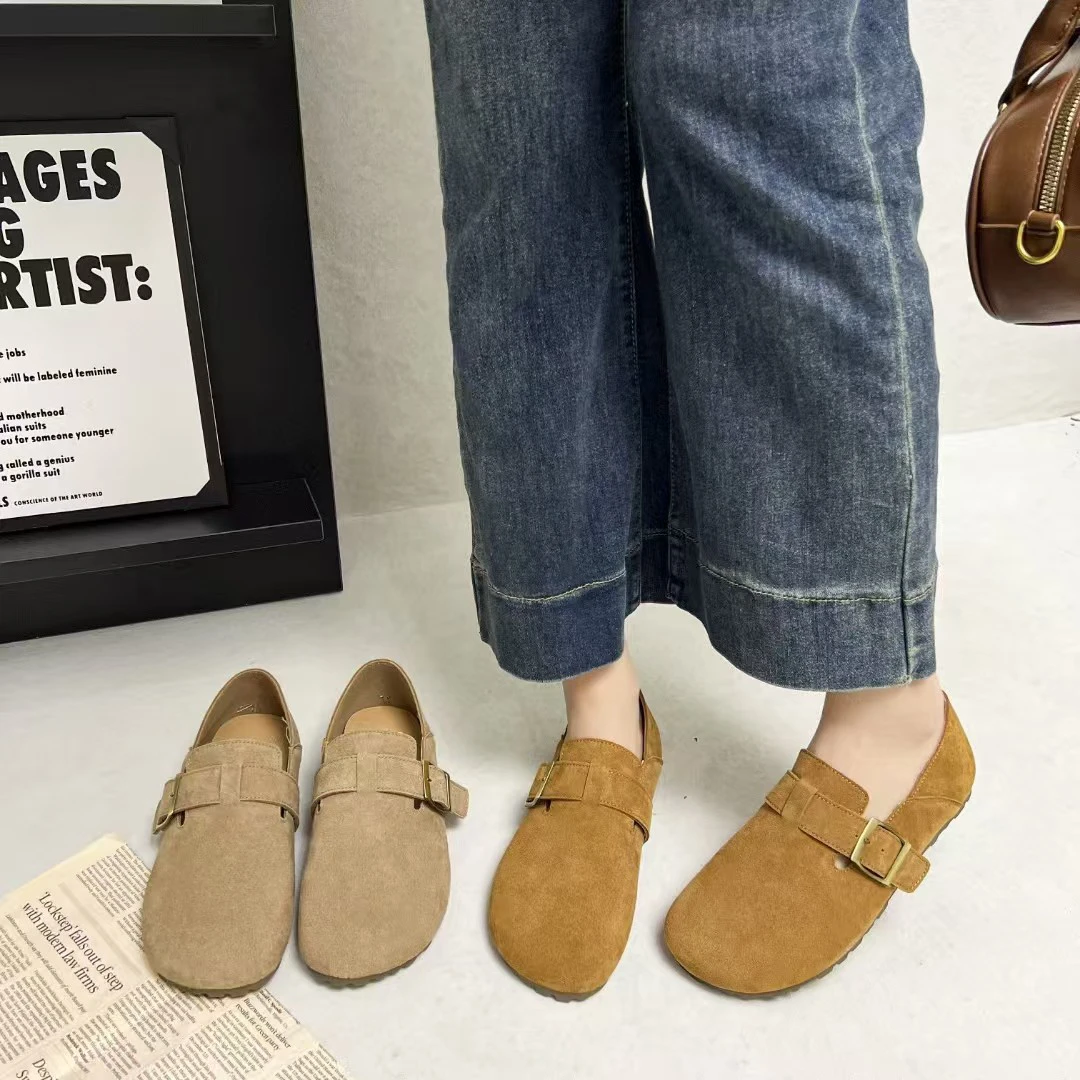 2903#Y 新款软平底磨砂大头全包型勃肯鞋女一脚蹬