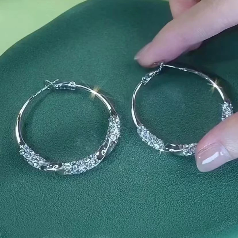 铜合金耳饰 羡然电镀工艺高级感镶钻大圈圈2025新款爆款耳环247